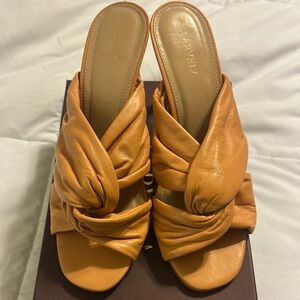 Women's Orange Leather Sandals